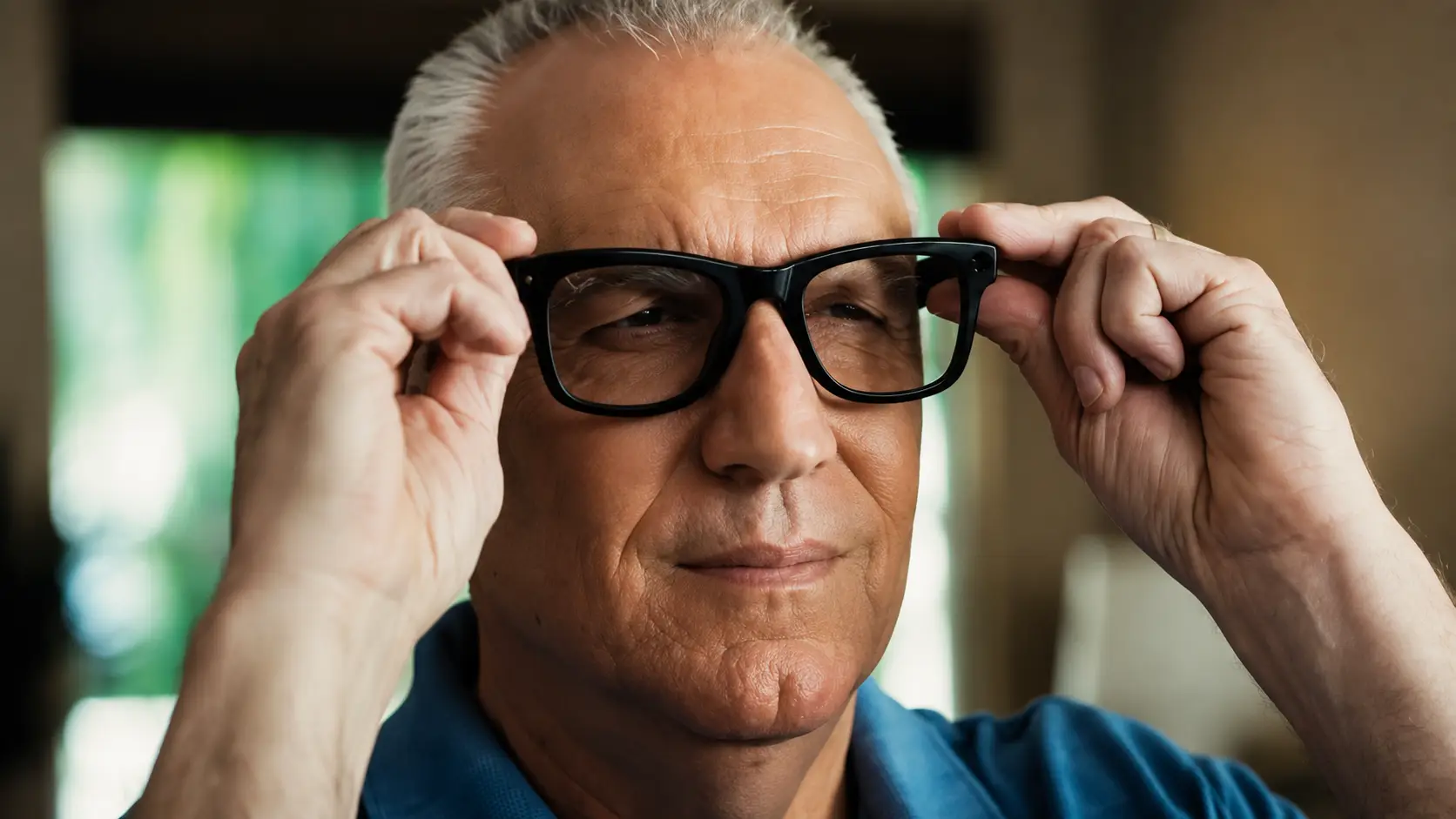 Don Overton putting on the Meta glasses
